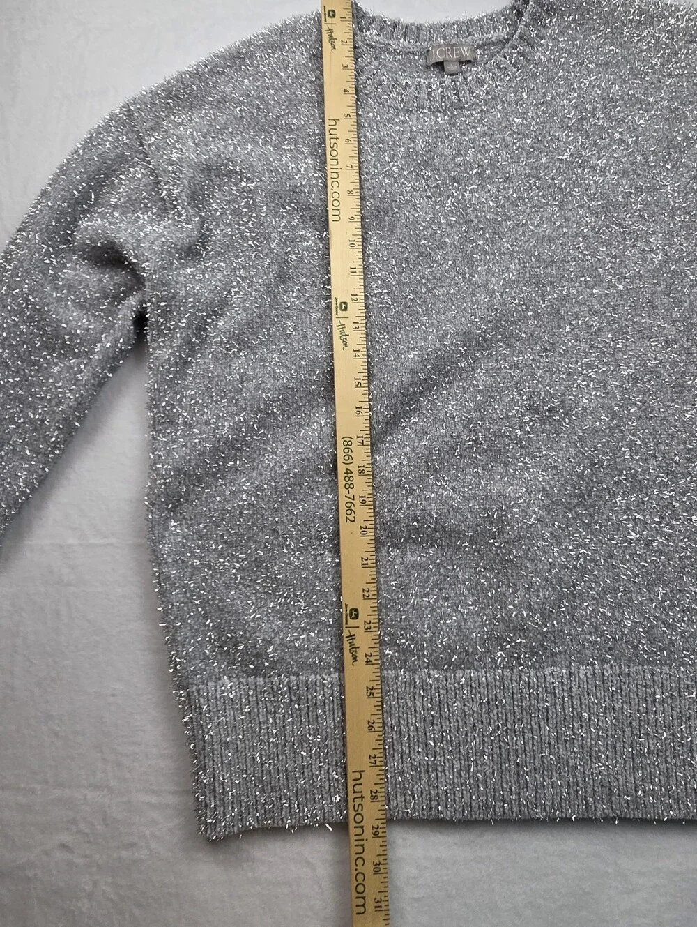 J. Crew Silver Metallic Tinsel Crewneck Sweater Women's Size Large